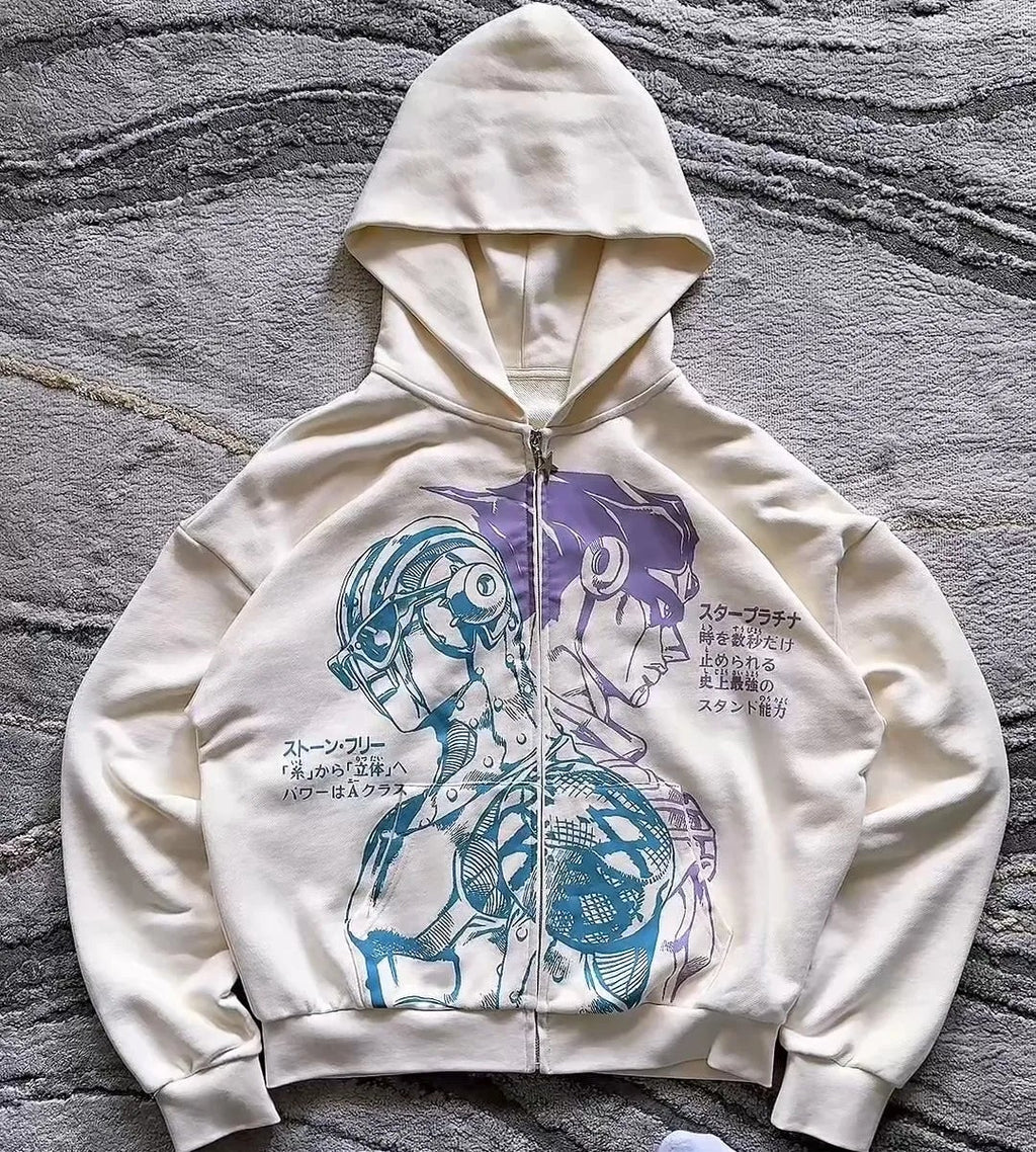 JJBA Harajuku Zip-Up Hoodie