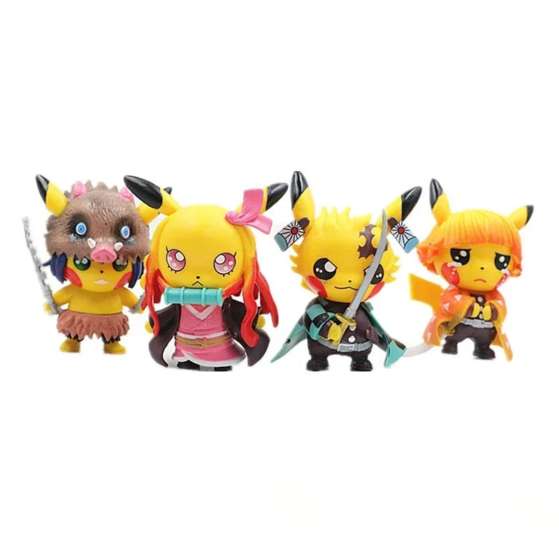 Pikachu Cosplay Demon Slayer 4-in-1 Figure Set