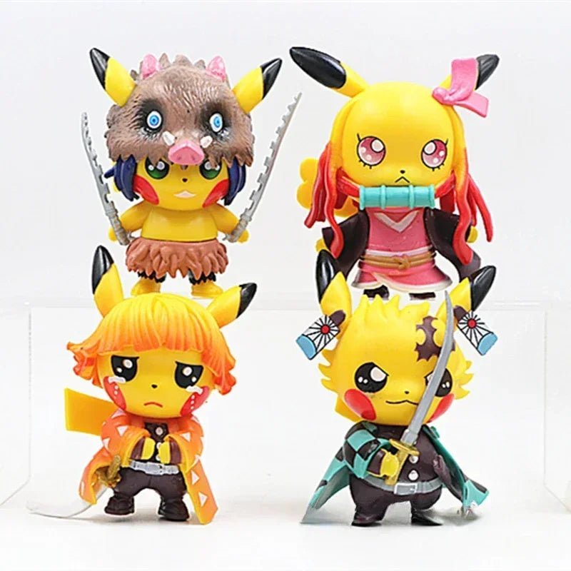 Pikachu Cosplay Demon Slayer 4-in-1 Figure Set
