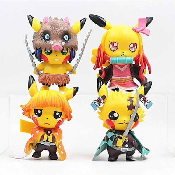 Pikachu Cosplay Demon Slayer 4-in-1 Figure Set