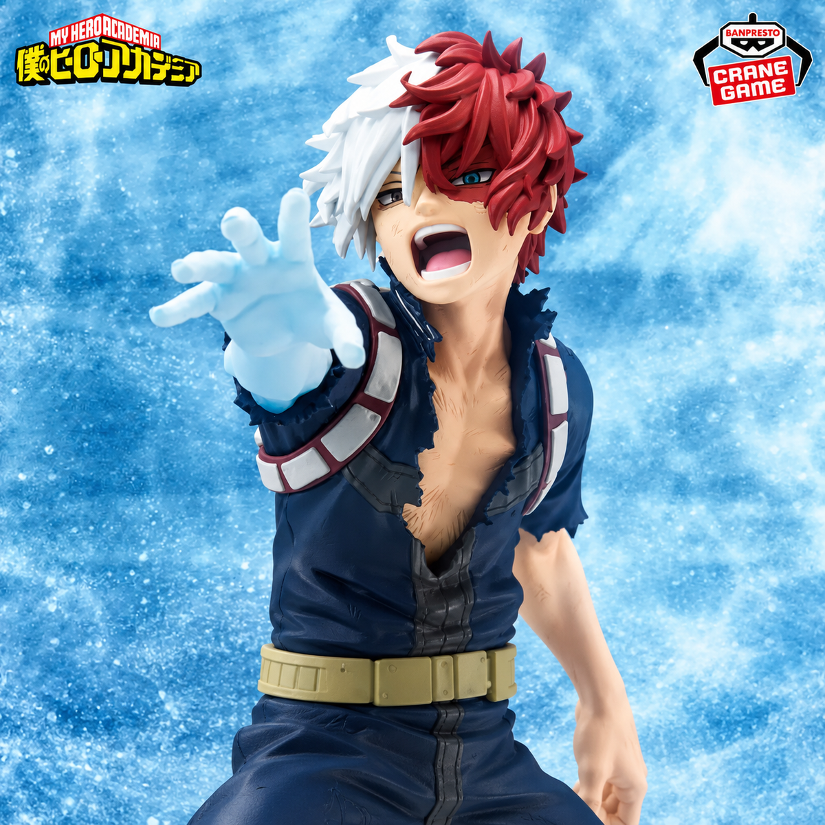 Shoto Todoroki figure close-up against an icy blue background